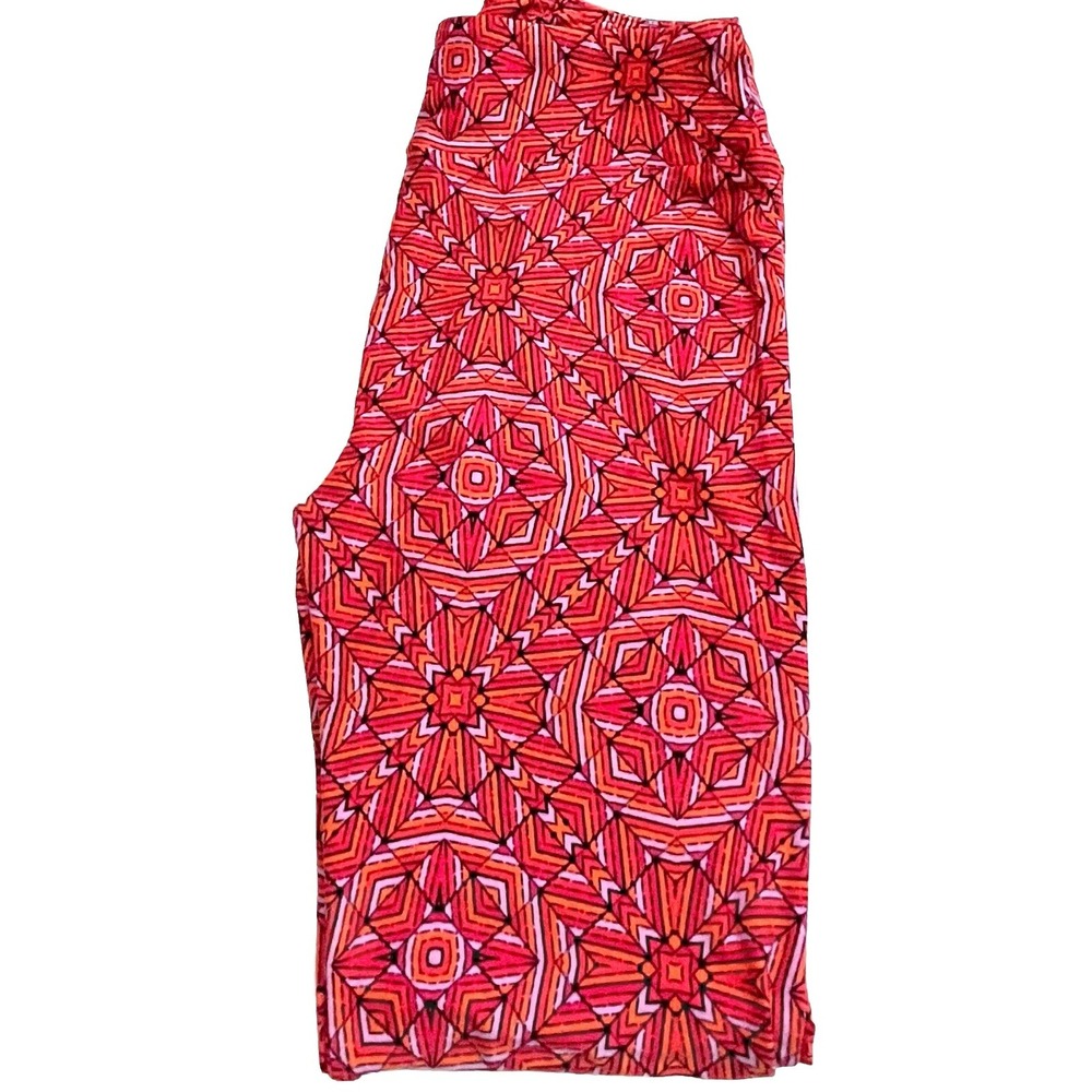 LulaRoe‎ One Size 2-10 Leggings Red Pink Orange Kaleidoscope Geometric Pattern